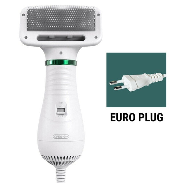 2-in-1 Dog Hair Dryer & Grooming Comb – Quiet Portable Pet Blow Dryer