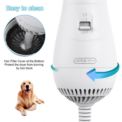 2-in-1 Dog Hair Dryer & Grooming Comb – Quiet Portable Pet Blow Dryer