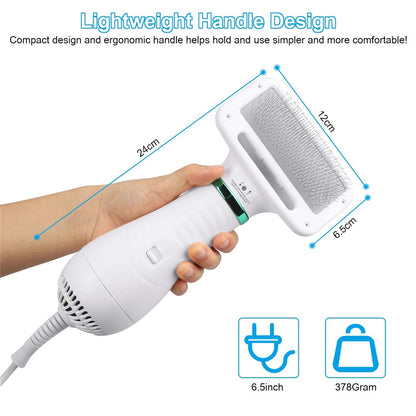 2-in-1 Dog Hair Dryer & Grooming Comb – Quiet Portable Pet Blow Dryer