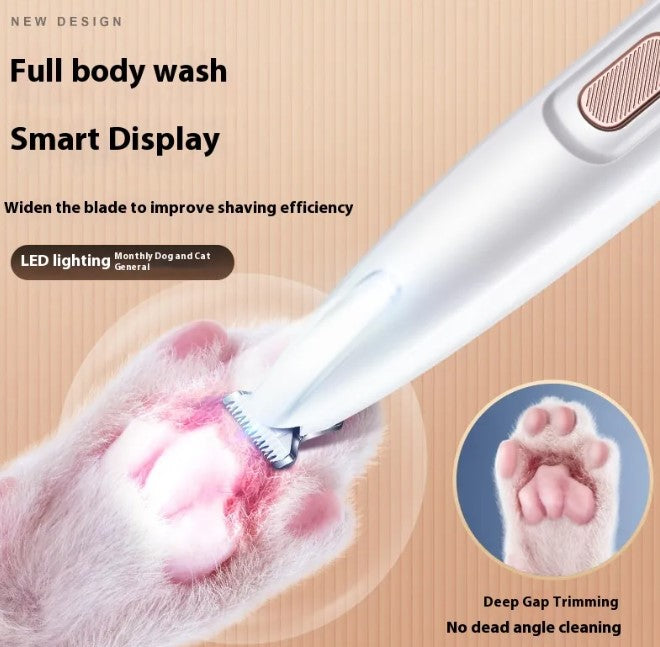 Dog Paw Trimmer with LED Light – Waterproof Cordless Grooming Clipper