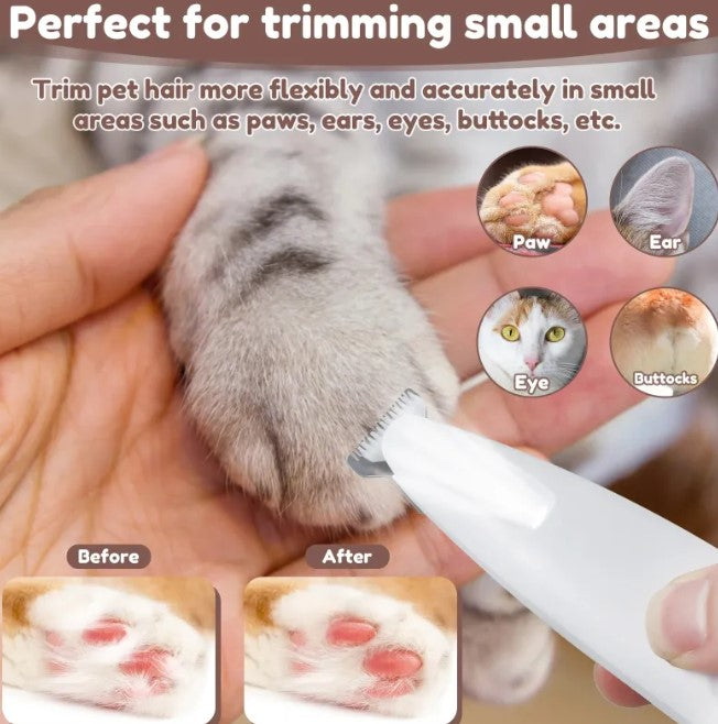 Dog Paw Trimmer with LED Light – Waterproof Cordless Grooming Clipper