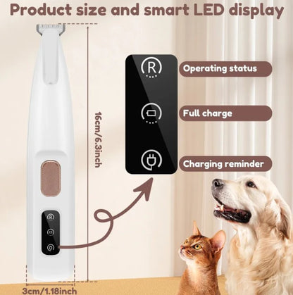 Dog Paw Trimmer with LED Light – Waterproof Cordless Grooming Clipper