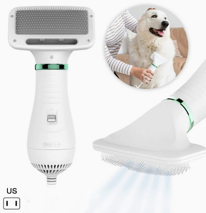 2-in-1 Dog Hair Dryer & Grooming Comb – Quiet Portable Pet Blow Dryer